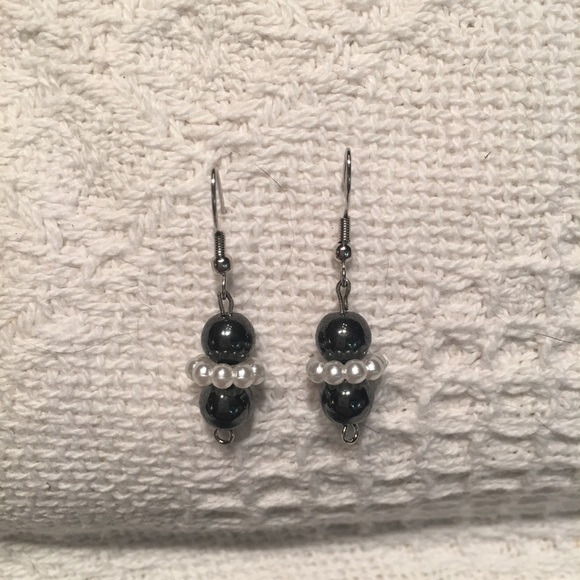 Black Hematite Gemstone Beaded Earrings - Picture 6 of 6